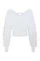 Wrap sweater with beads