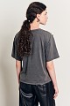 Short sleeves top with applique rhinestones