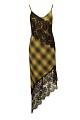 Plaid asymmetric dress with lace