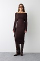 Midi rib off shoulders dress