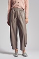 Leather look pants with elastic band