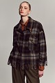Plaid fringed shirt with pins