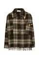 Plaid fringed shirt with pins