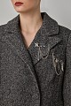 Longline herringbone coat with pin