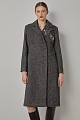 Longline herringbone coat with pin