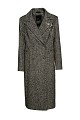 Longline herringbone coat with pin