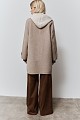 Coat with knitted hood