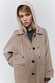 Coat with knitted hood