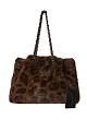 Fur leopard shoulder bag with chain