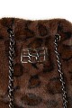 Fur leopard shoulder bag with chain