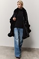 Knitted cape with faux fur