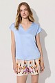 Σατέν V-neck μπλούζα