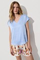 Σατέν V-neck μπλούζα