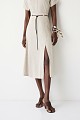 Midi high-waisted skirt with a decorative belt