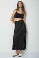 Maxi satin skirt with lace