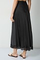 Maxi satin skirt with lace