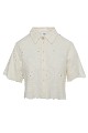 Crop embroidered shirt with short sleeves