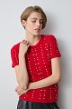 Short sleeves sweater with rhinestones