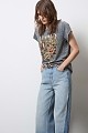 T-shirt with print and rhinestones