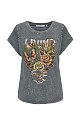 T-shirt with print and rhinestones