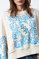 Sweatshirt with print and rhinestones