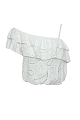 Broderie crop top with one shoulder and ruffles