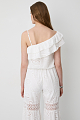 Broderie crop top with one shoulder and ruffles