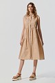 Rochie-cămașă midi fără mâneci cu volane