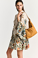 Rochie-cămașă scurtă cu print floral și volane