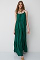 Maxi satin-look dress with ruffles