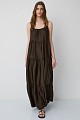 Maxi satin-look dress with ruffles