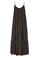 Maxi satin-look dress with ruffles