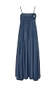 Rochie lungă cu aspect denim și floare