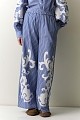 Striped embroidered trousers