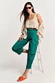 High-waisted poplin trousers