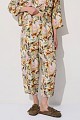 Pantalones de lino de cintura alta con estampados florales