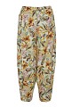 Pantalones de lino de cintura alta con estampados florales