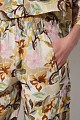 Pantalones de lino de cintura alta con estampados florales