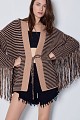 Cardigan din tricot cu dungi și franjuri