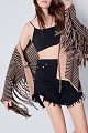 Cardigan din tricot cu dungi și franjuri