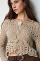 Cutwork knitted cardigan with jewel buttons