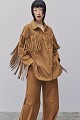Suede overshirt with fringes and beads