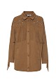 Suede overshirt with fringes and beads