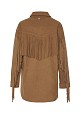 Suede overshirt with fringes and beads