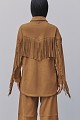 Suede overshirt with fringes and beads