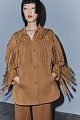 Suede overshirt with fringes and beads