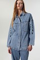 Denim overshirt with cut outs
