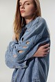 Denim overshirt with cut outs
