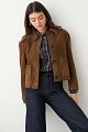 Suede bomber jacket with collar