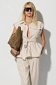 Vest with belt in linen texture